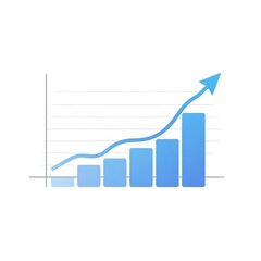 A 3D business chart with an up arrow shows financial growth and success in the stock market