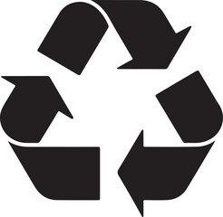 Black recycling symbol silhouette against a clean white background for environmental awareness