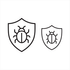 Obraz premium Computer Security Defense System Showing a Shield with a Computer Bug Inside and a Smaller Shield Next to it