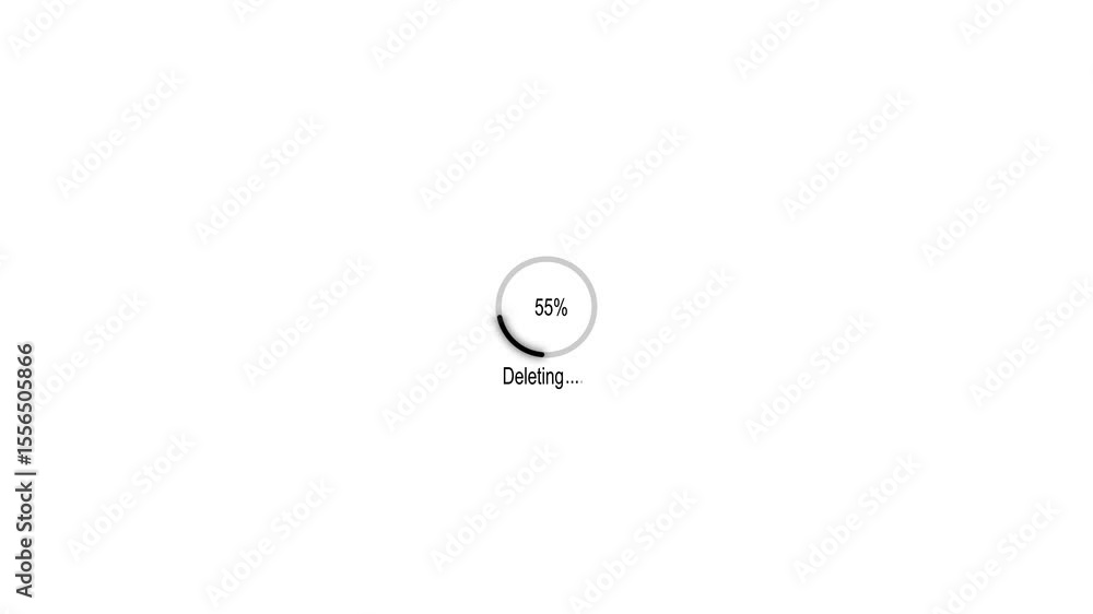 Poster deleting progress loading bar computer screen animation isolated on white background. loading deleti