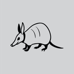 Black and White Wildlife Armadillo