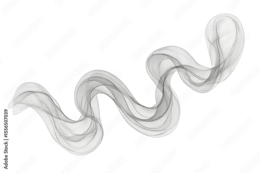 Poster abstract white wavy lines flowing on transparent background, creating a sense of elegance and moveme
