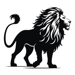 Lion Silhouette Vector on White Background	