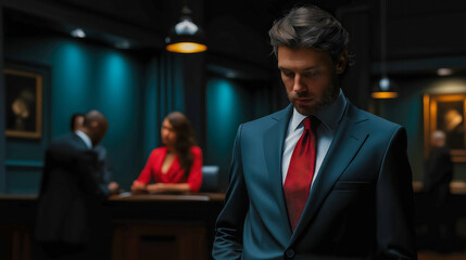 Professional businessman working in modern office, focused on tasks, leadership, strategy, and corporate decision-making in daily routine.