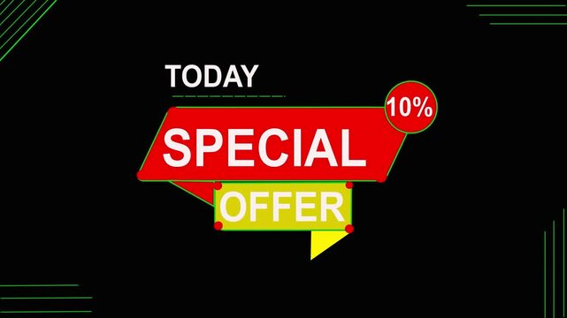 Special offer discount tags and shop now on transparent background. cyan color background 10% off special offer on a sale animation. 10% off percent discount label symbol animation motion graphic.4k v
