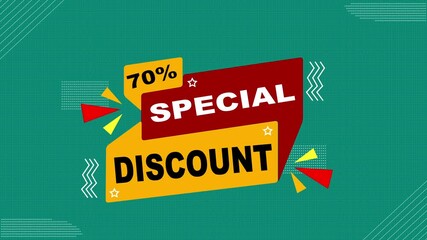 70% Special offer discount tags. shop now and enjoy shopping. 70% off promotion for seasonal discount offer sale, 4k on transparent background with alpha channel. discount offer banner, sale season