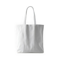 A simple white tote bag with handles isolated against a white background view
