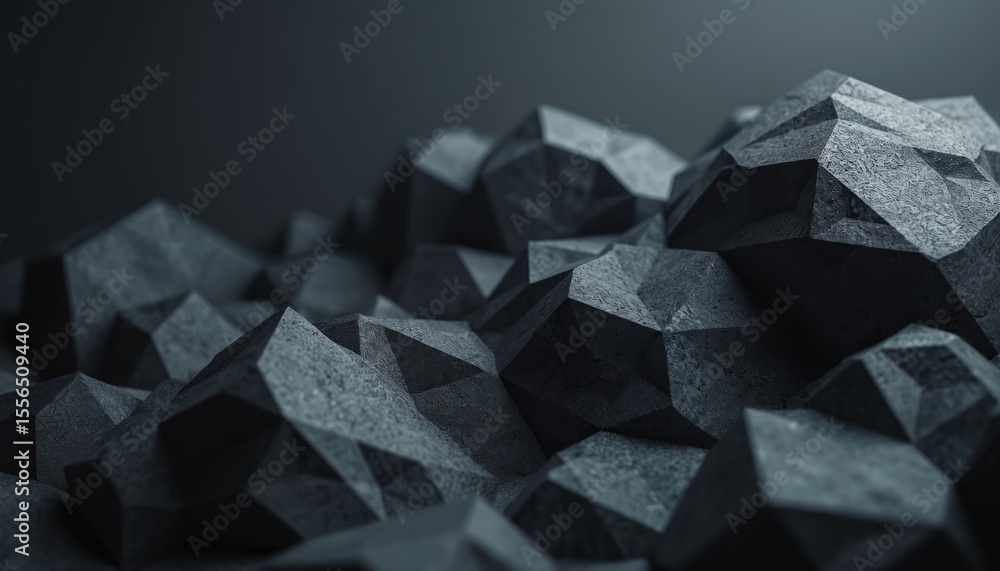 Aufkleber abstract dark grey polygonal rock texture background with rough jagged stone surface. 3d rendering, 