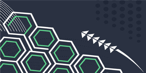 Abstract Green Tech Hexagon Background with Futuristic Digital Pattern
