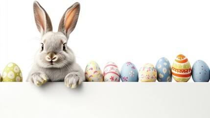 Easter rabbit with colorful eggs