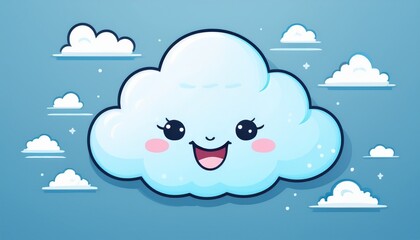 charming cloud logo with smile for ai brand fluffy clouds