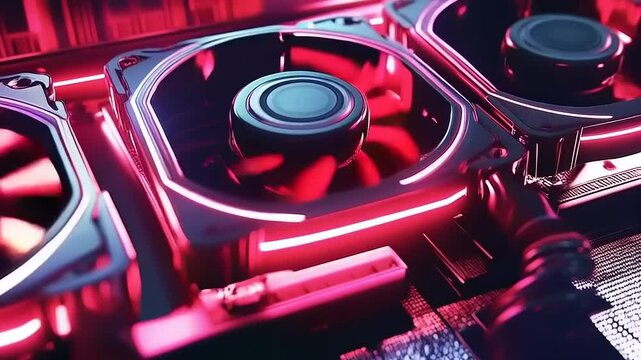 Neon Glow PC Hardware Close-Up: Futuristic Cooling Technology and Performance