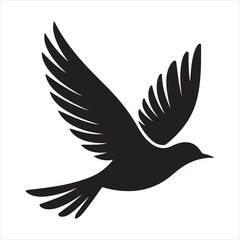 Obraz premium Simple bird vector silhouette flying against a clear sky, wings spread wide, minimal detail , black colour vactor 