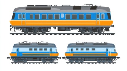 Fototapeta premium Electric train illustration set