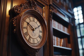 Classic carved wooden wall clock with vintage charm