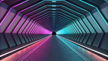 Obraz premium Futuristic 3D tunnel with looping geometric animation