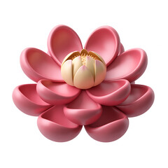 Fototapeta premium Pink lotus bloom with creamy center isolated on a transparent background flower yellow