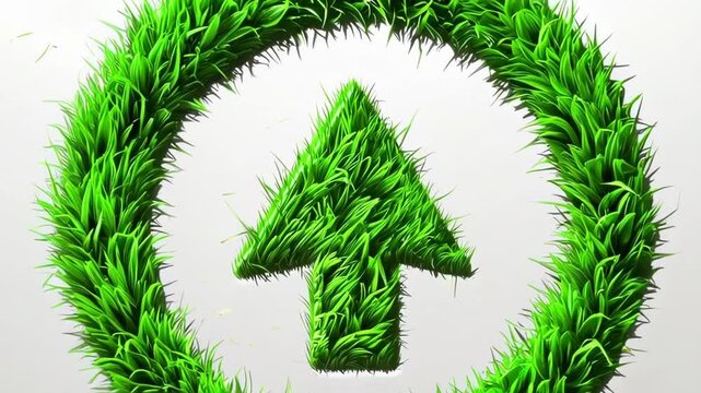 Green Arrow Made of Grass for Sustainability