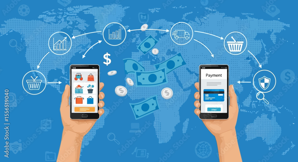Poster global mobile payment system secure & instant online transactions