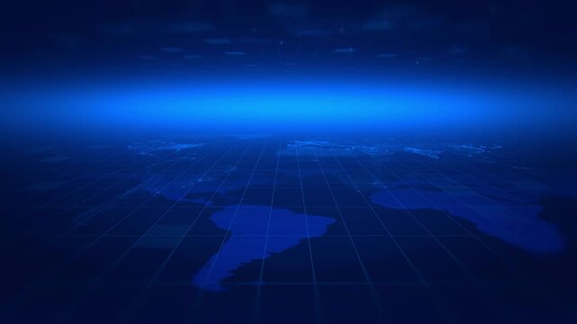 world map Blue tech news background is a tech video High tech block news background is a spectacular motion graphics background.
