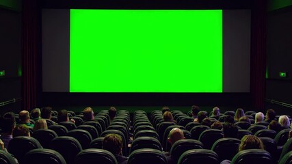 Cinema audience watching green screen movie theater film entertainment background mockup template design 100