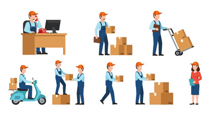 Delivery Service Workers A Diverse Set of Illustrations