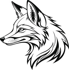 wolf head vector silhouette wolf head black silhouette vector, Simple silhouette Design vector icon with white background. wild animal