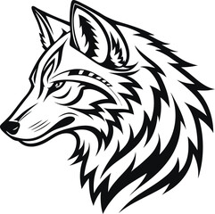 wolf head vector silhouette wolf head black silhouette vector, Simple silhouette Design vector icon with white background. wild animal