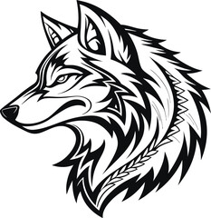 wolf head vector silhouette wolf head black silhouette vector, Simple silhouette Design vector icon with white background. wild animal