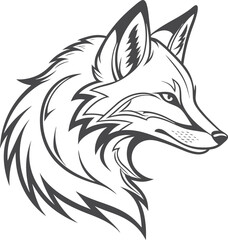 wolf head vector silhouette wolf head black silhouette vector, Simple silhouette Design vector icon with white background. wild animal