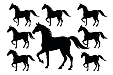 Running Horse Silhouette Vector – Galloping Wild Horse Illustration for Logo, Print, and Poster Design