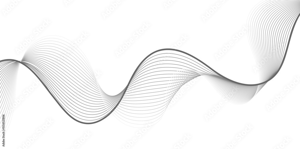 Aufkleber elegant black gradient wave lines flowing smoothly on a white background. modern abstract design ide