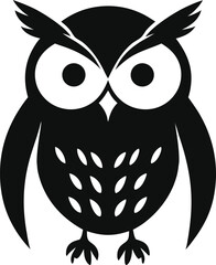 Cute decorative owl illustration with big eyes and patterned feathers for kids nursery art or prints