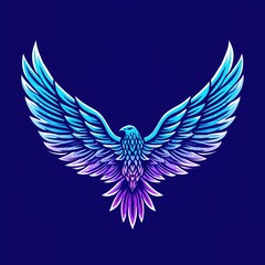 Vivid Colorful Eagle Design with Gradient Blue and Purple Wings as Mythical Creature Artwork.