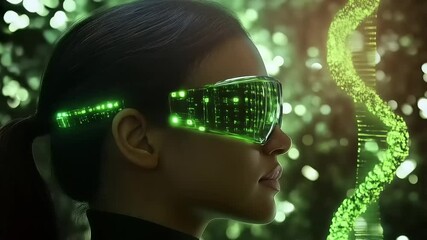 Exploring digital reality: A fusion of nature, technology and woman's augmented sight - Powered by Adobe