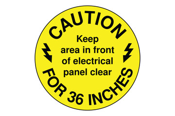 Caution Sign for Electrical Panel Clearance – Keep Area Clear 36 Inches