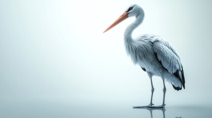 Fototapeta premium A white stork, profile view, studio shot
