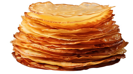 Delicious stack of pancakes showcases golden brown color and appetizing textures for a breakfast treat transparent.