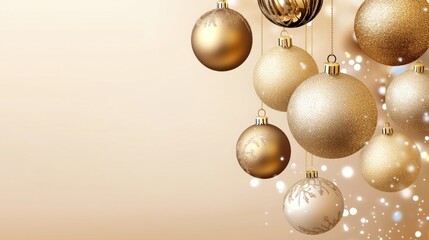 Gold and beige christmas ornaments