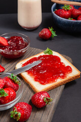 Strawberry Jam Spread On Toast With Fresh Berries
