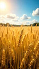 Golden Wheat Field Swaying in Summer Breeze Breathtaking Rural Landscape Photography