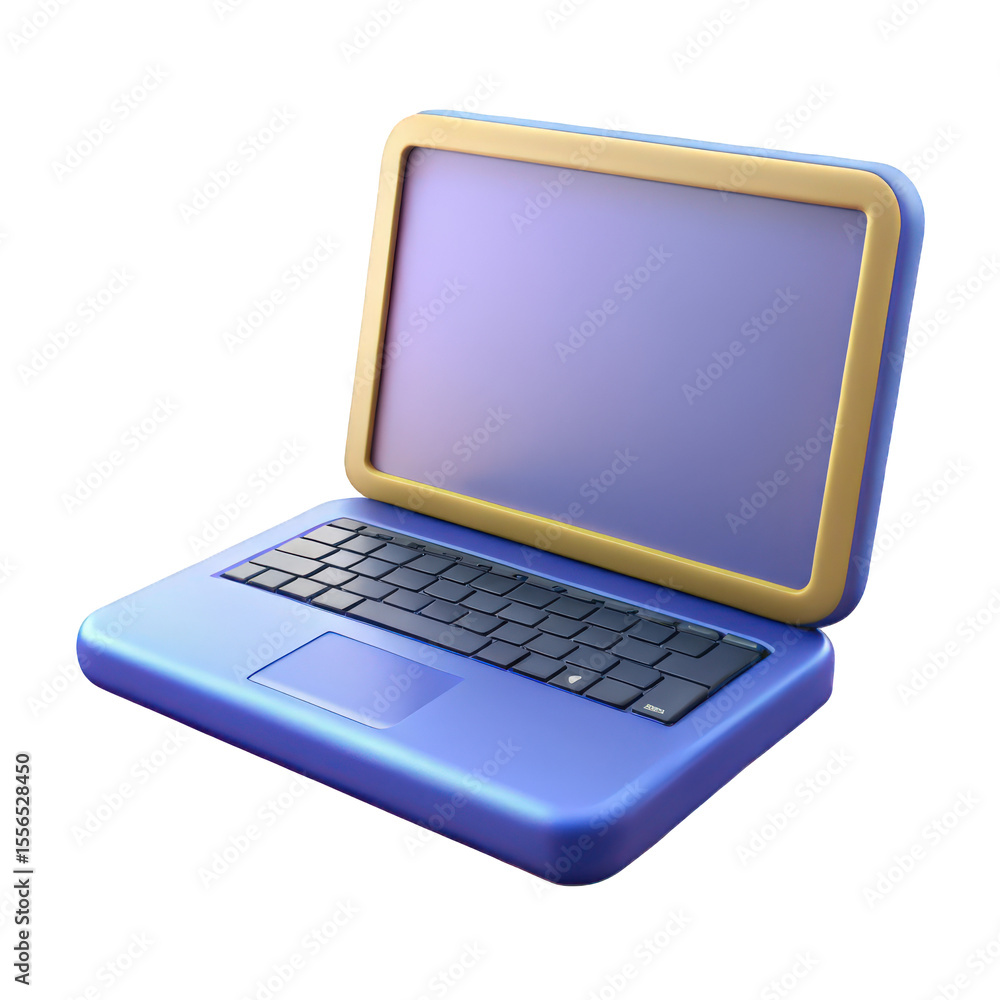 Fototapete laptop computer isolated on transparent background featuring modern technology in a 3d rendering
