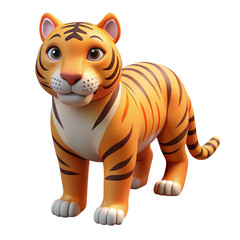 Cartoon tiger standing isolated on transparent background