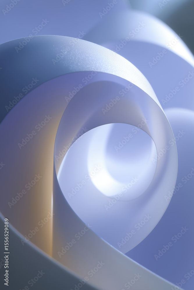 Poster curved white paper creating elegant shapes and soft shadows in tranquil lighting