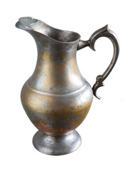 Antique vintage silver plated copper jug pitcher on a transparent isolated background png