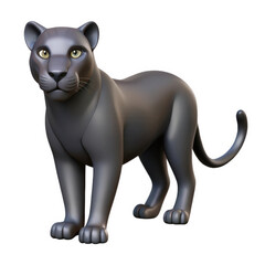 Cartoon black panther standing isolated on transparent background