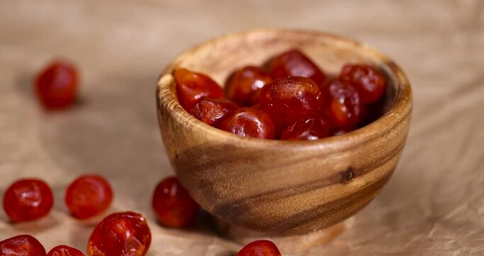 candied fruits of ripe orange kumquat, boiled with sugar syrup candied fruits of small fruits of kumquat, close up