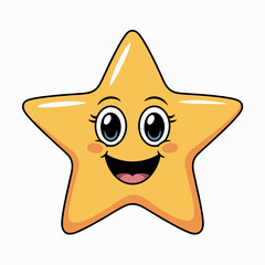 Cute Smiling Star Character with Twinkling Eyes