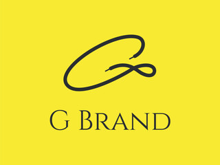 G Logo. Initial G Letter Signature Luxury Brand Logo black and yellow. Shoelace logo style