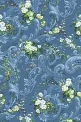 Hand painted small romantic white floral with scrolls